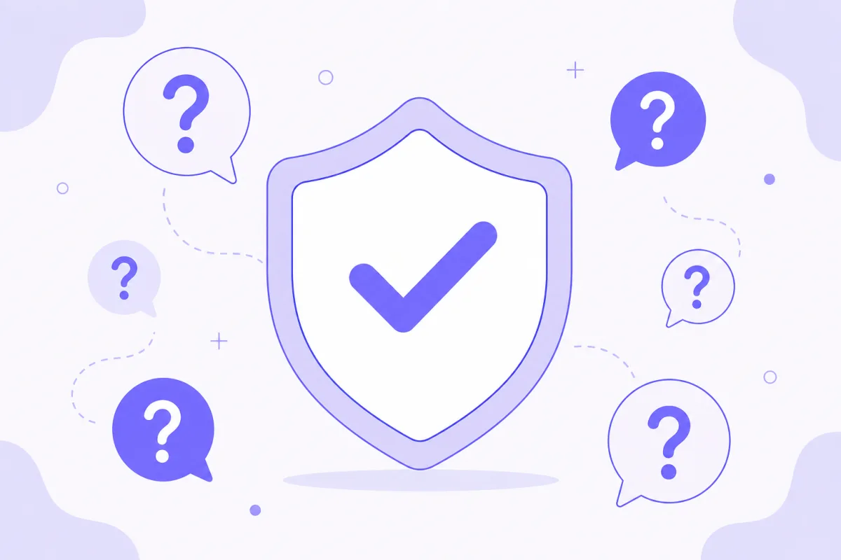 Shield and checkmark illustration representing trust questions about AI verified work reports