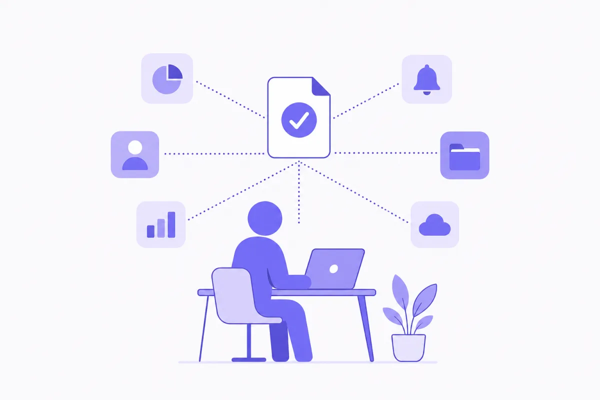 Solo indie founder switching between multiple SaaS product icons across one workday