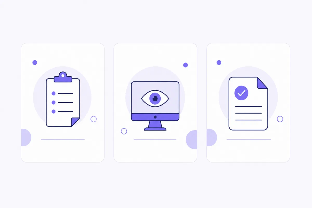 Side-by-side comparison of a manual timesheet, a screenshot monitor, and an AI focus report